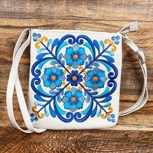 Brighton Casablanca Garden Crossbody Bag Embroidered Blue Floral White Purse